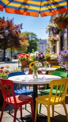 Obraz premium A table with a vase of flowers and a glass of water on it