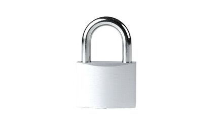 Fototapeta premium Polished silver shackle on a sleek white padlock