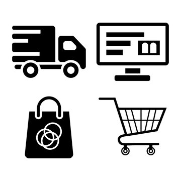 Ecommerce Business Concept Icons Vector Silhouette Pack