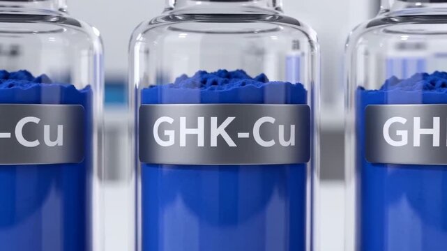 GHK-Cu peptide for longevity and biohacking, three glass vials