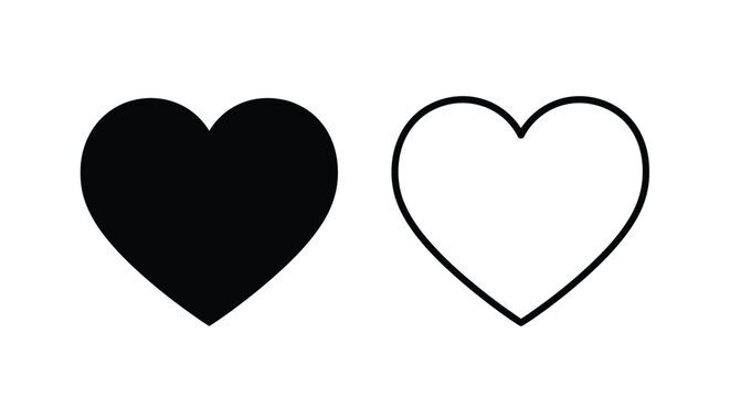 Two hearts one solid and one outlined in a simple silhouette