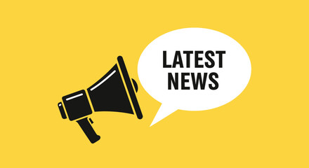 Announcing Breaking Developments: News Alert Presented with Megaphone on a Golden Background