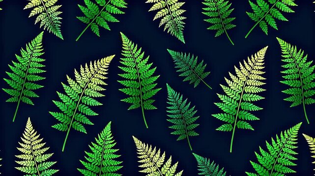 Green fern leaves on dark background