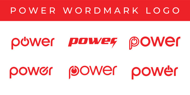 Modern Power Wordmark Logo Design Set for Electric and Industrial Business