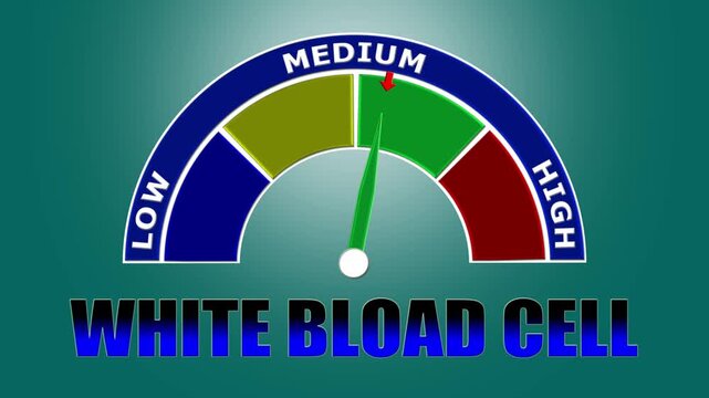 4K Animated White Blood Cell Count Meter Increasing from Low to High Levels , Monitoring Immune Response and Infection Markers.