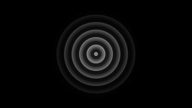 Concentric circles of light and shadow creating a ripple or wave effect on a stark black background abstract