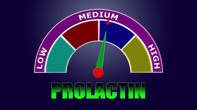 4K Animated Prolactin Level Meter Increasing from Low to High Levels , Assessing Lactation and Pituitary Function.