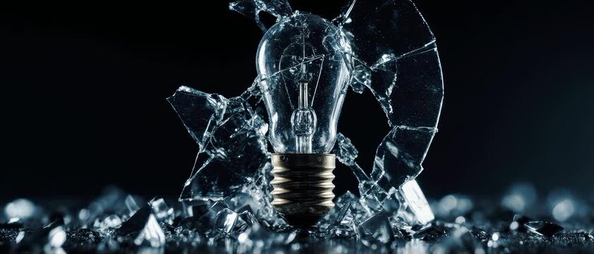 割れた電球に映る途切れたひらめきと静かな失望