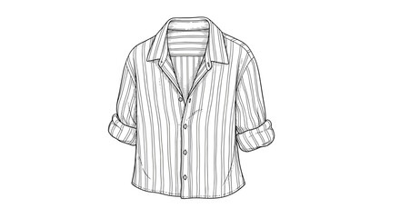 Naklejka premium Short sleeve striped shirt sketch in black and white