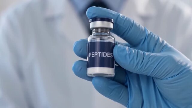 doctor holding peptide vial therapy for longevity and biohacking
