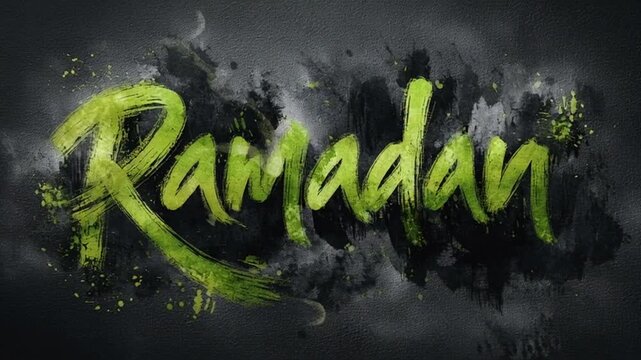 Ramadan Greeting with Green Text on Dark Background.