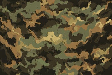 Fototapeta premium Seamless Real-Tree Woodland Camouflage Pattern with Realistic Oak and Maple Leaves for Hunting Apparel and Tactical Textiles