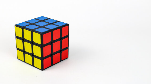 Rubik's Cube invented by a Hungarian architect Erno Rubik in 1974, isolated on white background on March 27, 2026 in Bogor, Indonesia