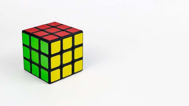 Rubik's Cube invented by a Hungarian architect Erno Rubik in 1974, isolated on white background on March 27, 2026 in Bogor, Indonesia