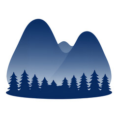 Fototapeta premium Blue Mountains And Pine Trees Silhouette Illustration