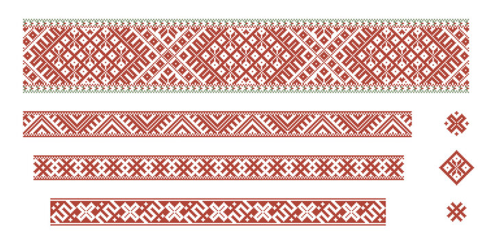 Seamless Latvian folk ornament belts