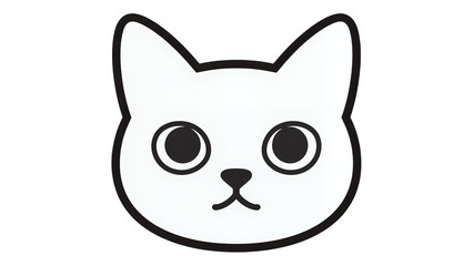 Obraz premium Cute White Cat Face With Large Eyes In Cartoon Style
