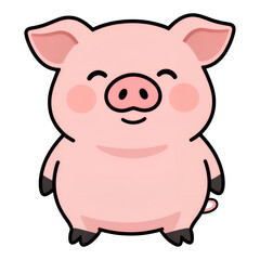 Fototapeta premium Cute Pink Pig Standing And Smiling - Cartoon Style
