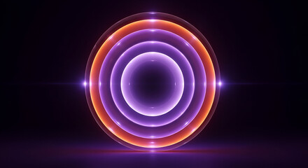 Vibrant purple and orange glowing concentric circles in dark space