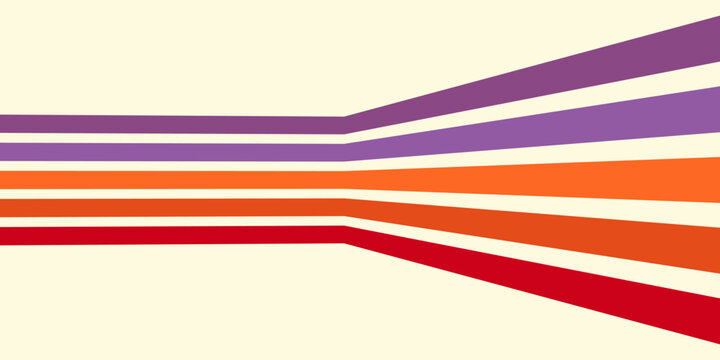 Abstract colorful 70s background vector. Vintage retro wallpaper with rainbow stripes and wavy lines. A 1970 color illustration suitable for posters, banners, decorative items and wall art.