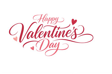 Fototapeta premium Happy Valentine's Day Calligraphy with Hearts isolated on transparent background