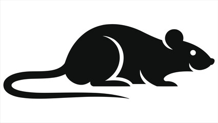 Obraz premium Minimalist Black Rat Chinese Zodiac Silhouette Vector, Modern Flat Lunar New Year Astrology Animal Symbol, Isolated Monochrome Rodent Icon, Logo and Brand Design Element Isolated on Plain White