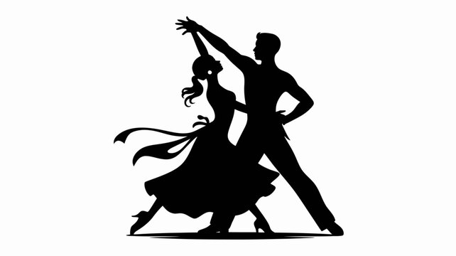 Graceful Dance Silhouette: A silhouette of a couple dancing together, their forms merging in an elegant display of movement. This evocative image captures the passion, coordination.