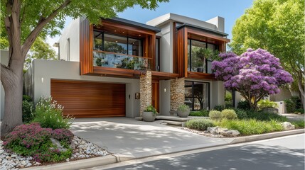 Contemporary family home with large panoramic windows