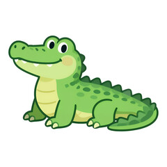 Fototapeta premium Smiling Green Alligator Cartoon Illustration