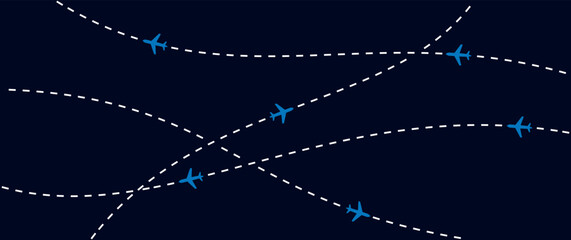 Airplane flight paths on dark background © Repoti