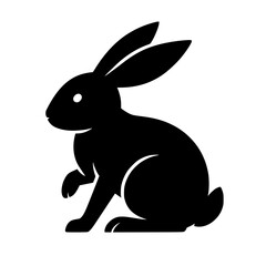 Obraz premium Minimalist Black Silhouette of a Rabbit Animal Icon