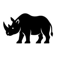 Obraz premium Minimalist Black Rhinoceros Silhouette Graphic