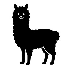Minimalist black llama silhouette with a happy mood © whaption65288
