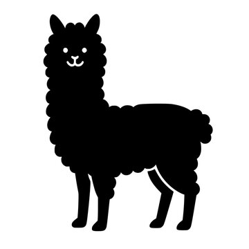 Minimalist black llama silhouette with a happy mood