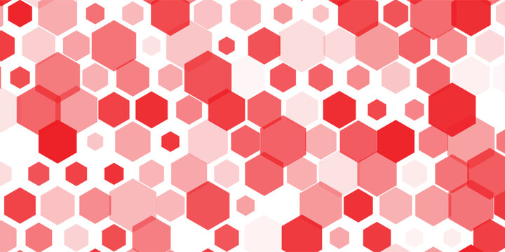 abstract red fill and outline bee honeycomb vector background.
