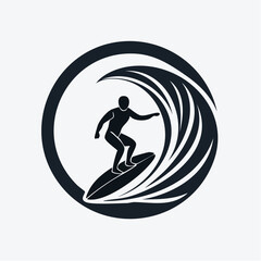 Powerful Ocean Wave Surfing Sport Icon for Water Activities