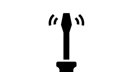 Obraz premium Black wireless charger icon with signal.