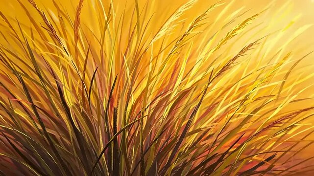 Vibrant golden grass in sunlight.