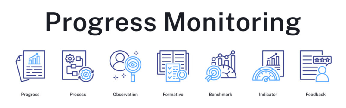 Progress monitoring system tracking formative processes through benchmarks and performance indicators