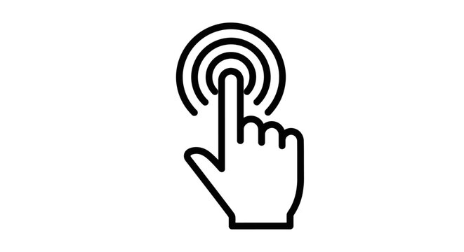 Hand Finger Tapping or Clicking Interactive Interface, Digital Interaction, isolated white background.