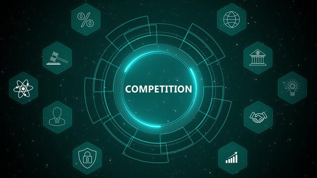 Business competition analysis technology interface for market strategy and performance comparison futuristic digital corporate dashboard 4K digital interface animation
