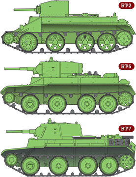 soviet_bt_tank_series_side_view_set_vector.eps