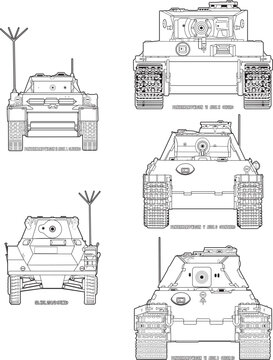 german_ww2_tanks_front_view_set_vector.eps
