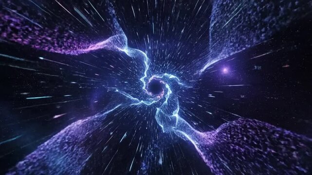 Quantum Tunneling Visualizing a passage through a subatomic or interdimensional space.