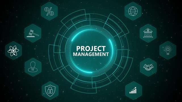 Project Management Business Workflow Planning Visualization with Futuristic Digital Interface, Corporate Process Optimization Technology Concept 4K animation video