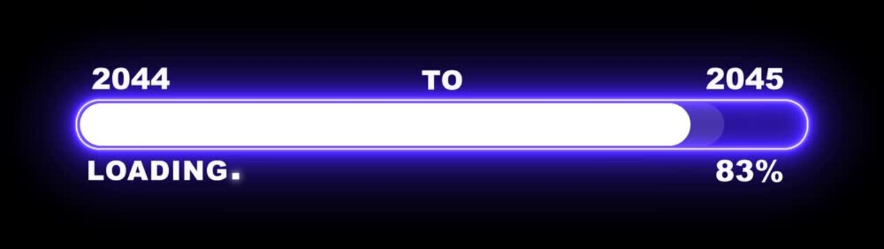 New year 2045 loading bar animation Year changing from 2044 to 2045. Loading bar from 2044 to 2045 new year transfer animation. Almost reaching New Year, loading business progress.
