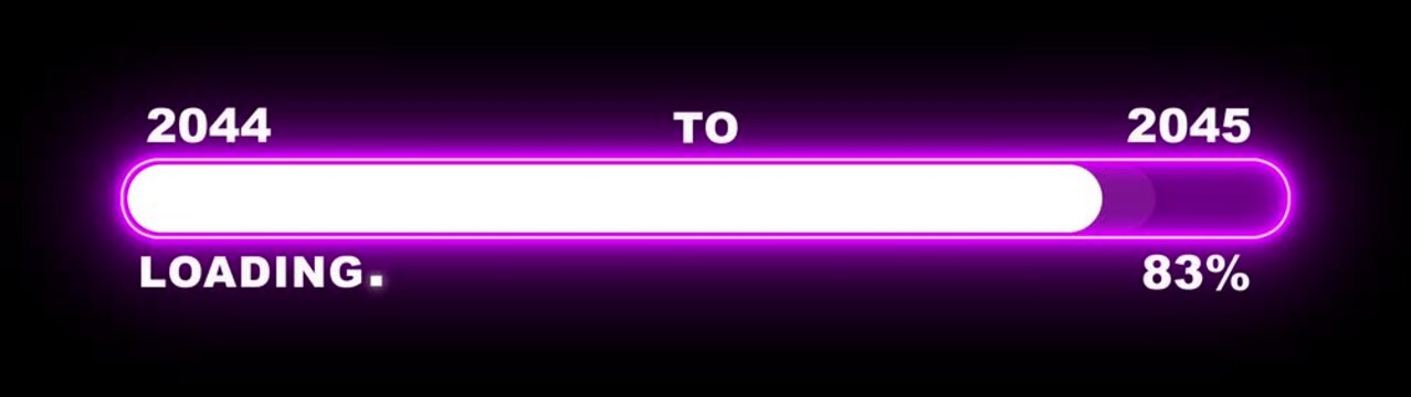 New year 2045 loading bar animation Year changing from 2044 to 2045. Loading bar from 2044 to 2045 new year transfer animation. Almost reaching New Year, loading business progress.