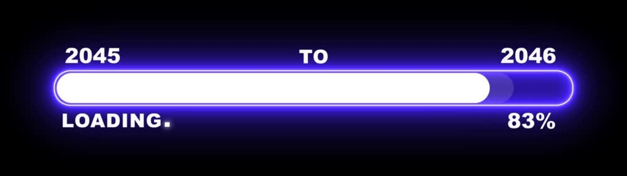 New year 2046 loading bar animation Year changing from 2045 to 2046. Loading bar from 2045 to 2046 new year transfer animation. Almost reaching New Year, loading business progress.