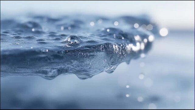 Melting Ice Surface Transitioning into Flowing Water