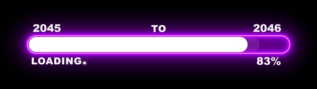 New year 2046 loading bar animation Year changing from 2045 to 2046. Loading bar from 2045 to 2046 new year transfer animation. Almost reaching New Year, loading business progress.
